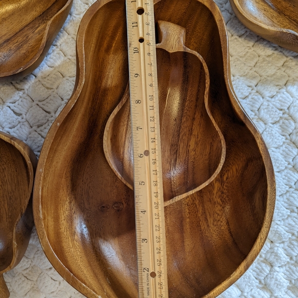 Vintage Monkeypod Serving Bowl Set of 5 - Leaf-Shape - Picture 2 of 5